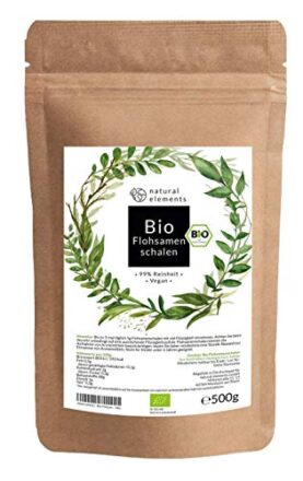 Bio Flohsamenschalen - Premium Qualität: Laborgeprüft, 99+% Reinheit, zertifiziert Bio. Vegan. Low-Carb. Ballaststoffreich. Glutenfrei. Ohne Zusätze. Nachhaltig angebaut - 500g Beutel  